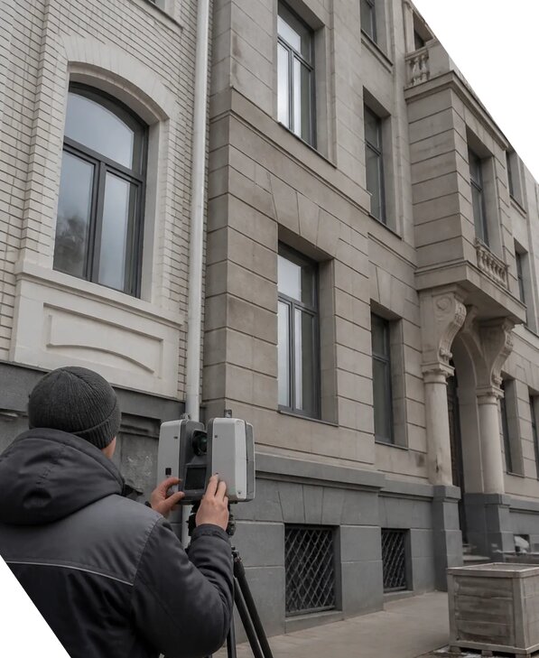 Лазерное сканирование фасадов зданий для обследования в Москве